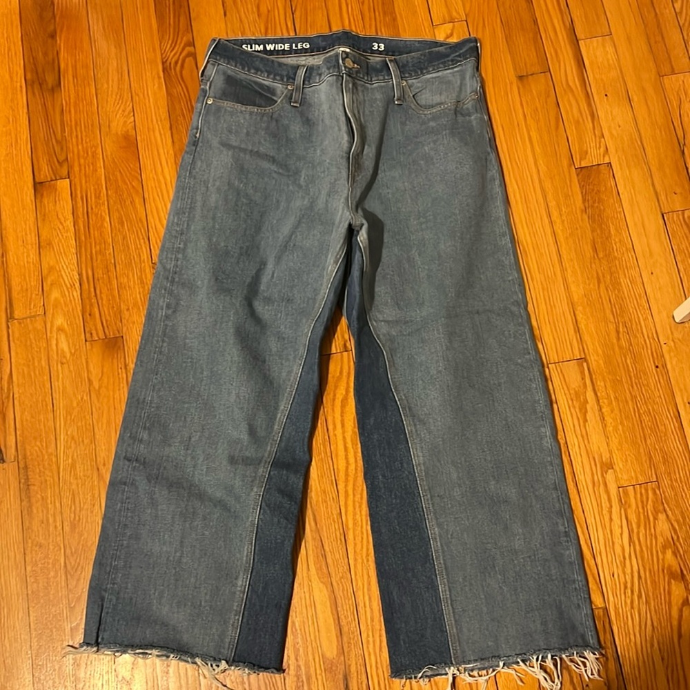 Jcrew slim wide leg jean with two tone details sz 33